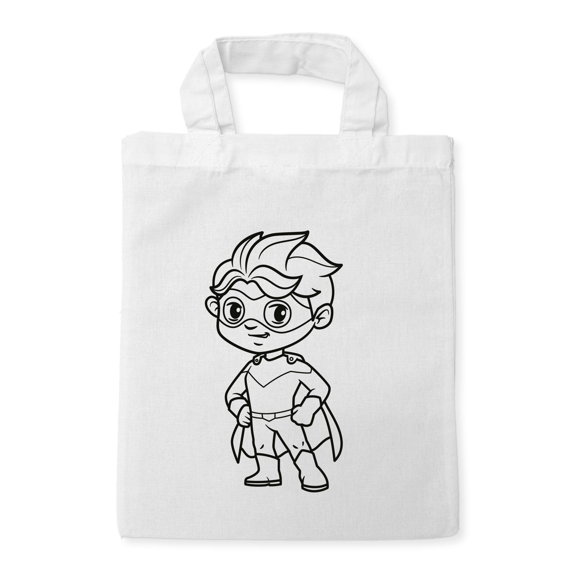 Superheld Junge Kindertaschen zum Ausmalen, 22 x 26 cm, 100% Baumwolle