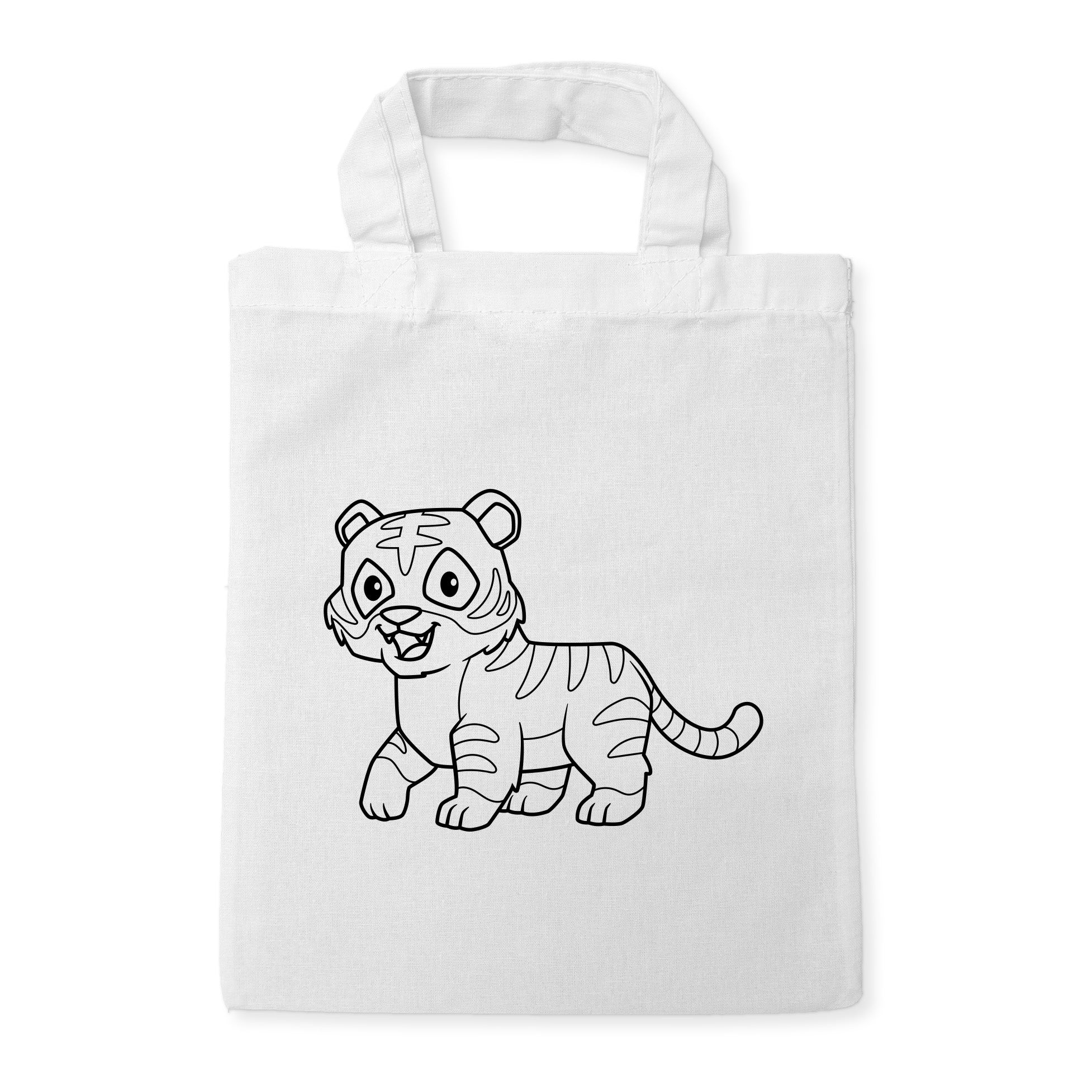 Tiger Kindertaschen zum Ausmalen, 22 x 26 cm, 100% Baumwolle