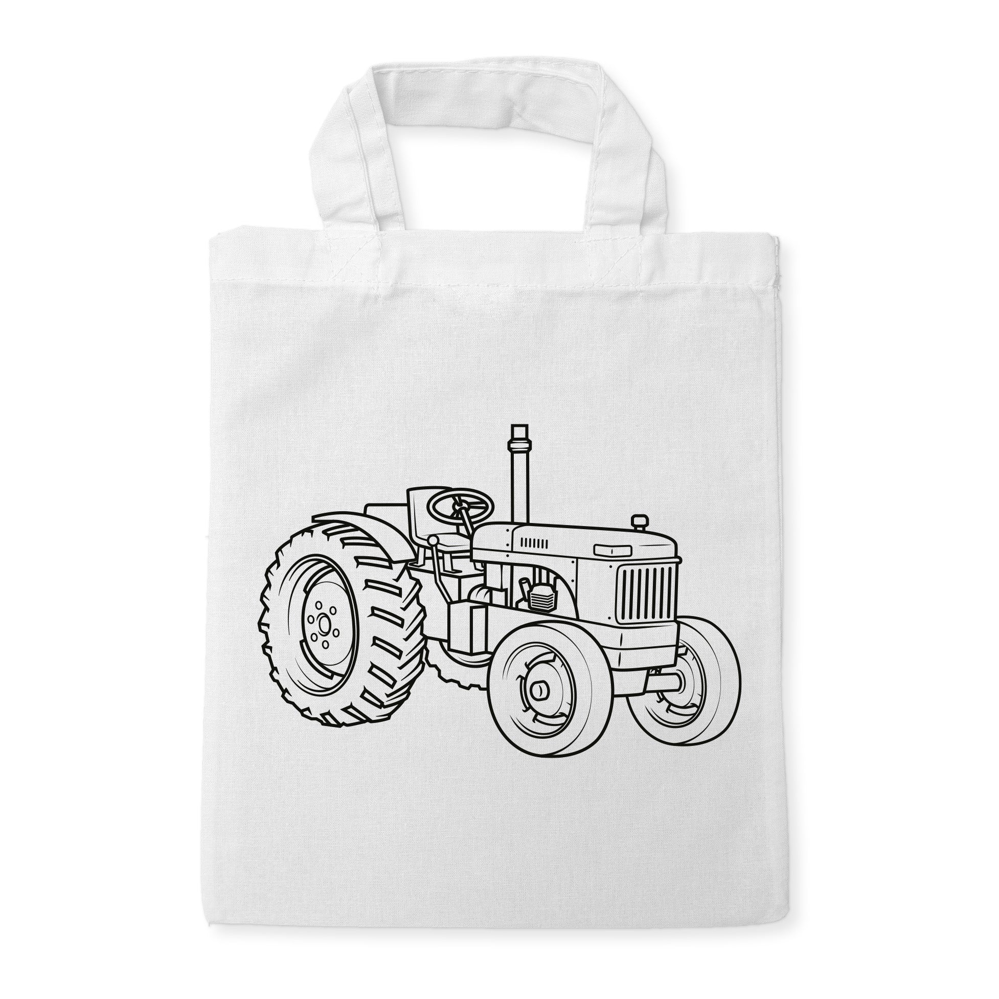Vintage Traktor Kindertaschen zum Ausmalen, 22 x 26 cm, 100% Baumwolle