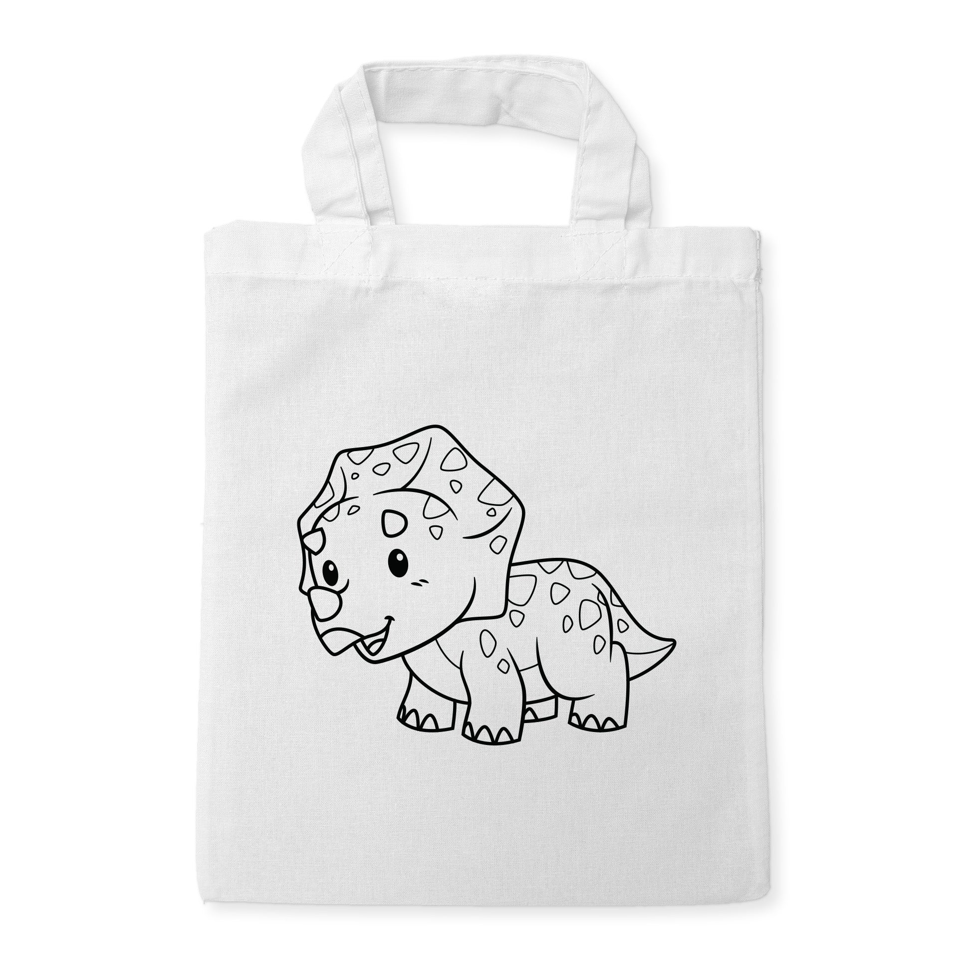 Triceratops Dinosaurier Kindertaschen zum Ausmalen, 22 x 26 cm, 100% Baumwolle