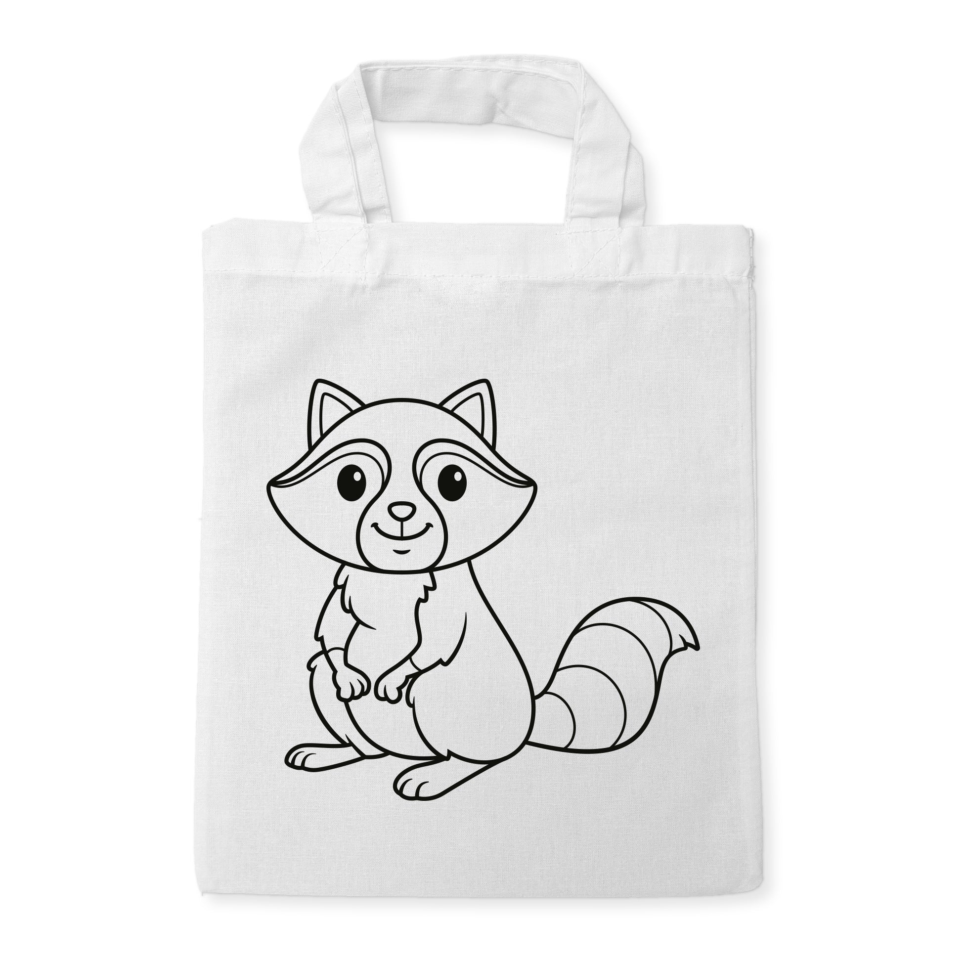 Waschbär Kindertaschen zum Ausmalen, 22 x 26 cm, 100% Baumwolle