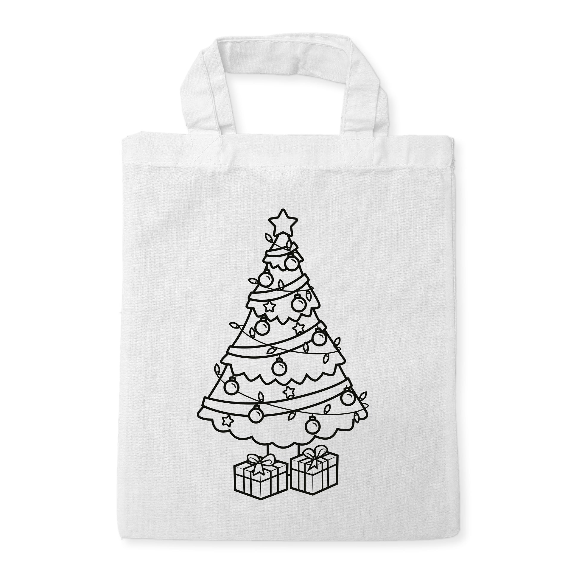 Weihnachtsbaum Kindertaschen zum Ausmalen, 22 x 26 cm, 100% Baumwolle