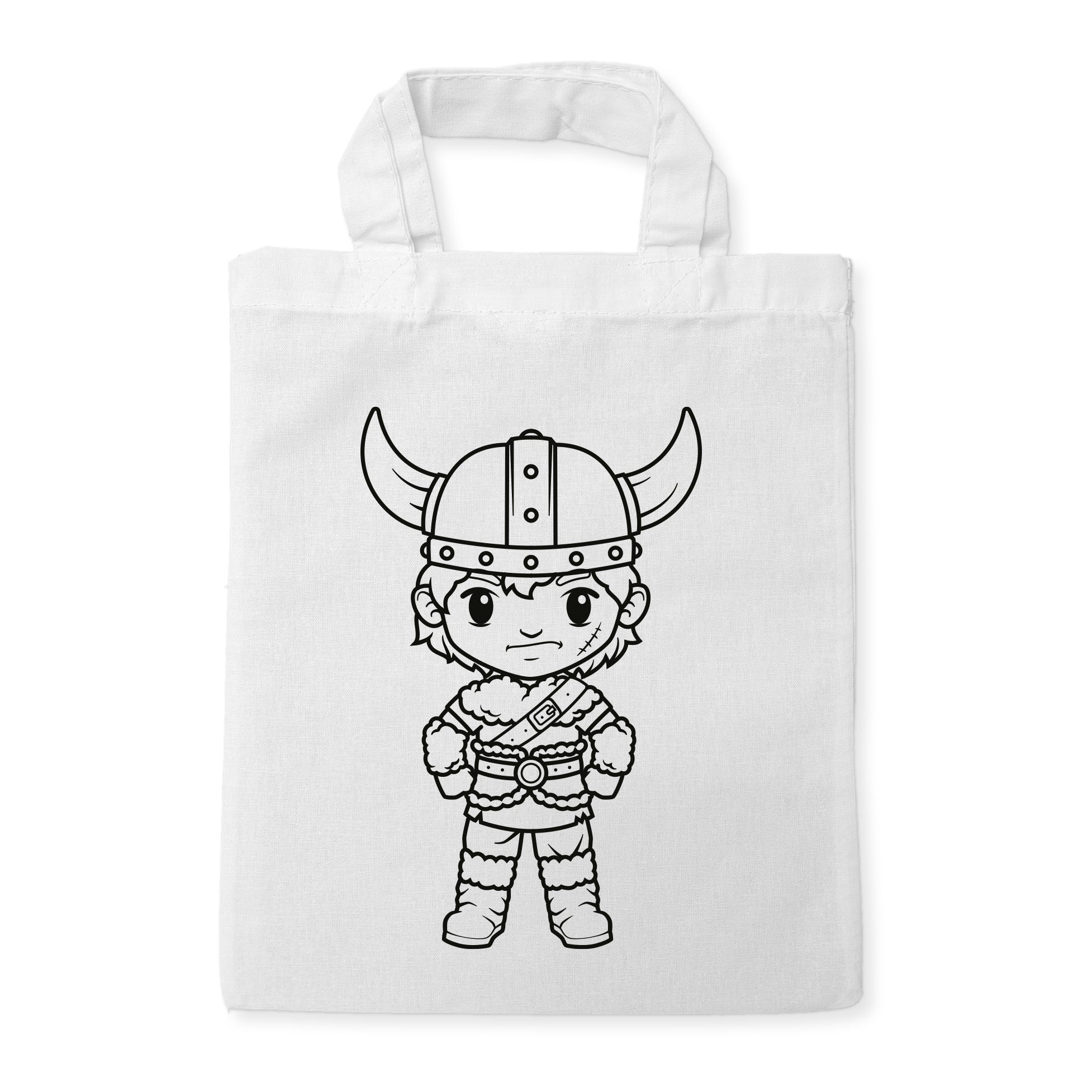 Wikinger Junge Kindertaschen zum Ausmalen, 22 x 26 cm, 100% Baumwolle