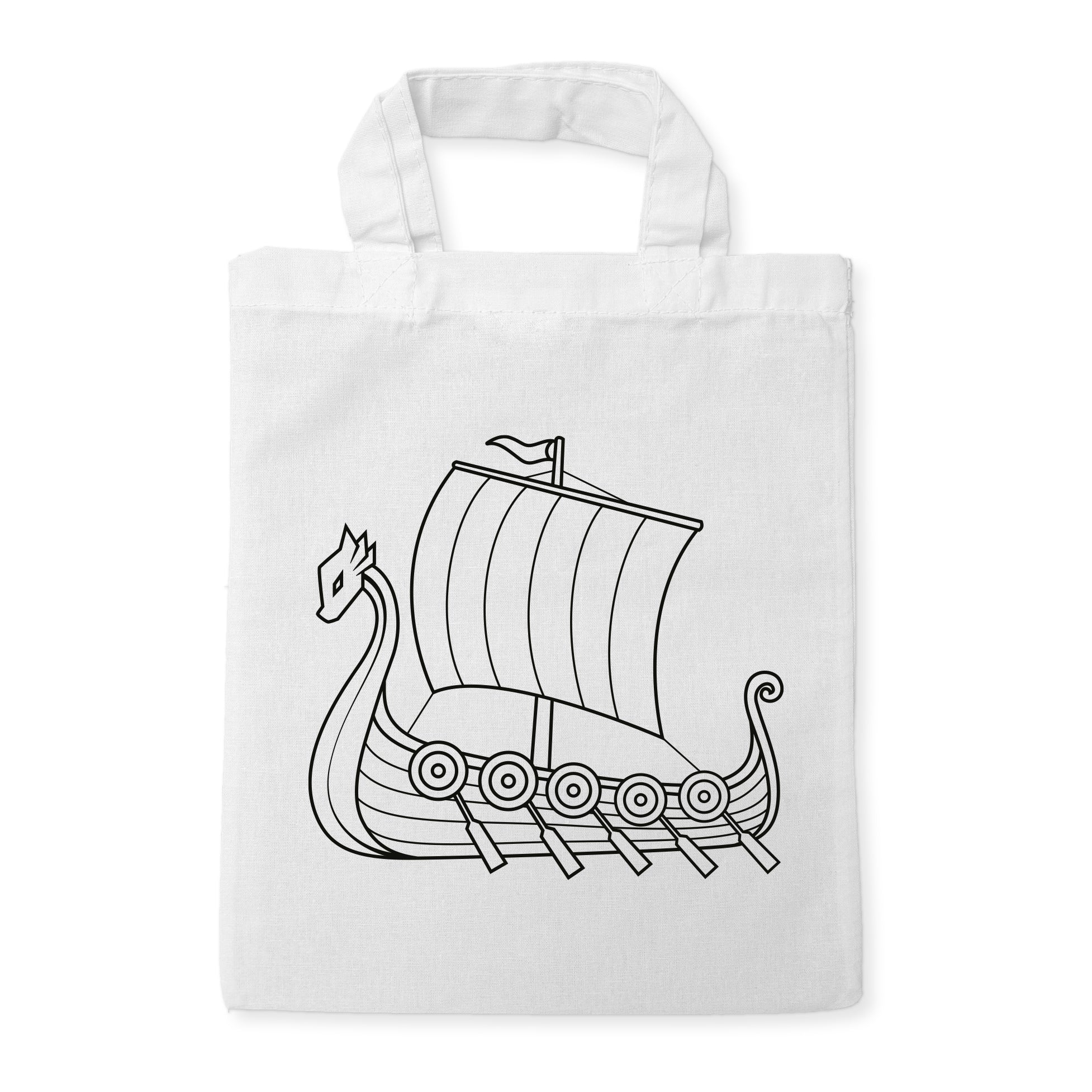 Wikingerschiff Kindertaschen zum Ausmalen, 22 x 26 cm, 100% Baumwolle