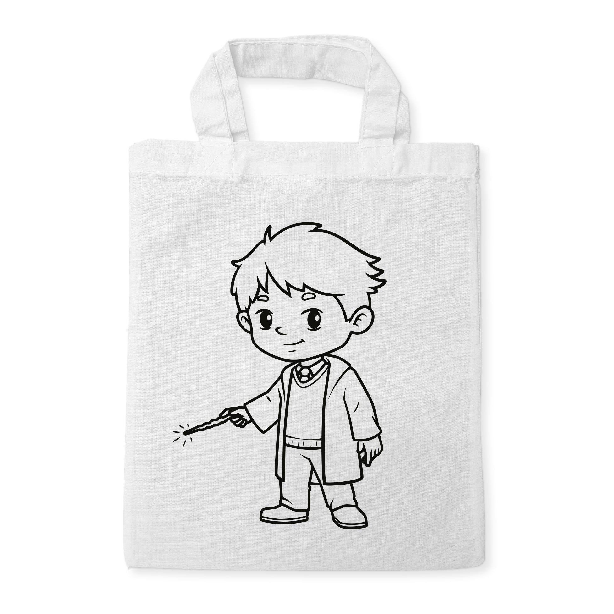 Zauberer Junge Kindertaschen zum Ausmalen, 22 x 26 cm, 100% Baumwolle