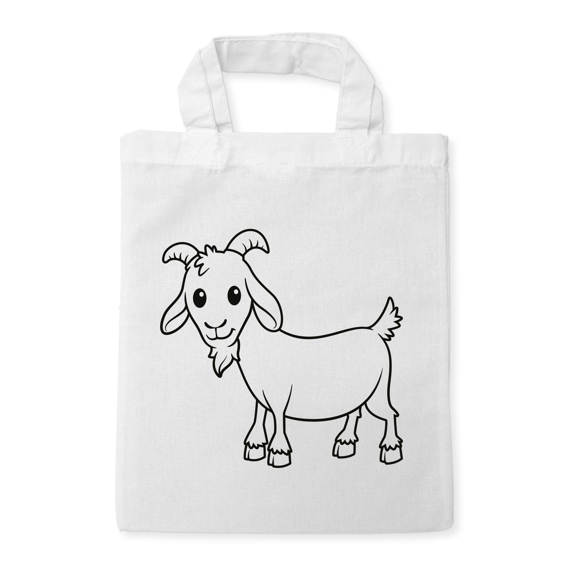 Ziege Kindertaschen zum Ausmalen, 22 x 26 cm, 100% Baumwolle