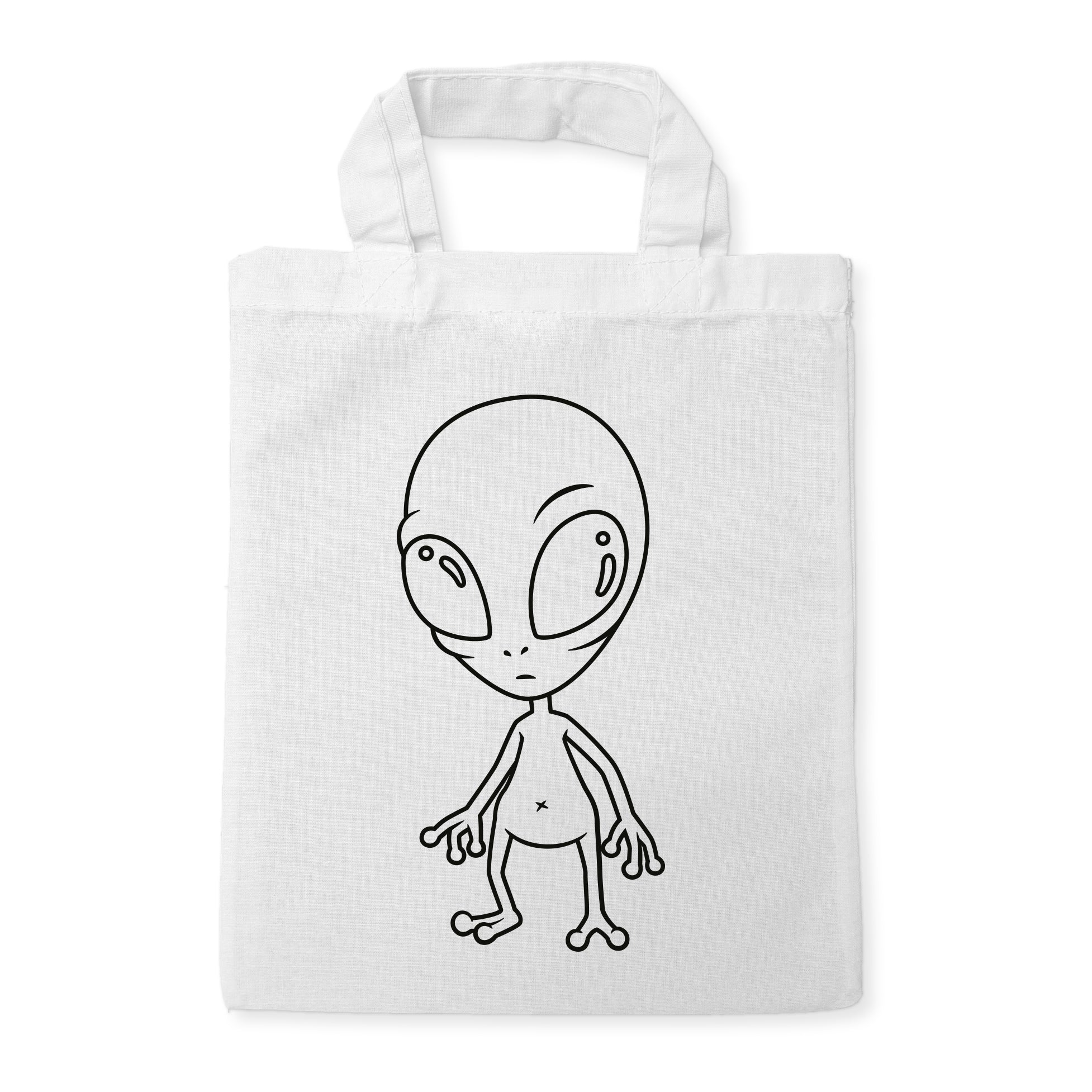 Außerirdischer Alien Kindertaschen zum Ausmalen, 22 x 26 cm, 100% Baumwolle