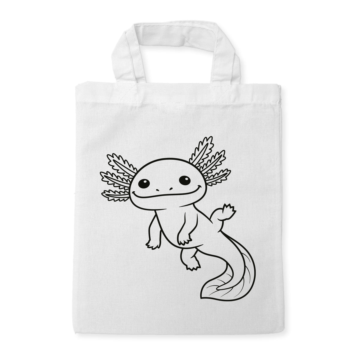 Axolotl Ausmaltasche für Kinder, unbemaltes Motiv