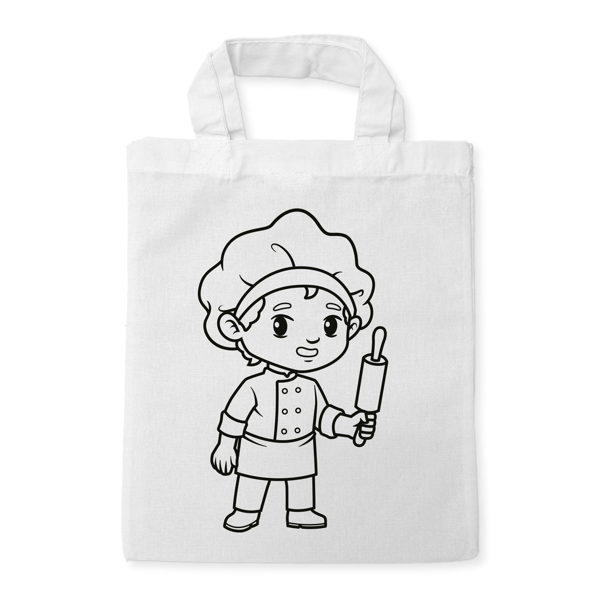 Bäcker Ausmaltasche für Kinder, unbemaltes Motiv