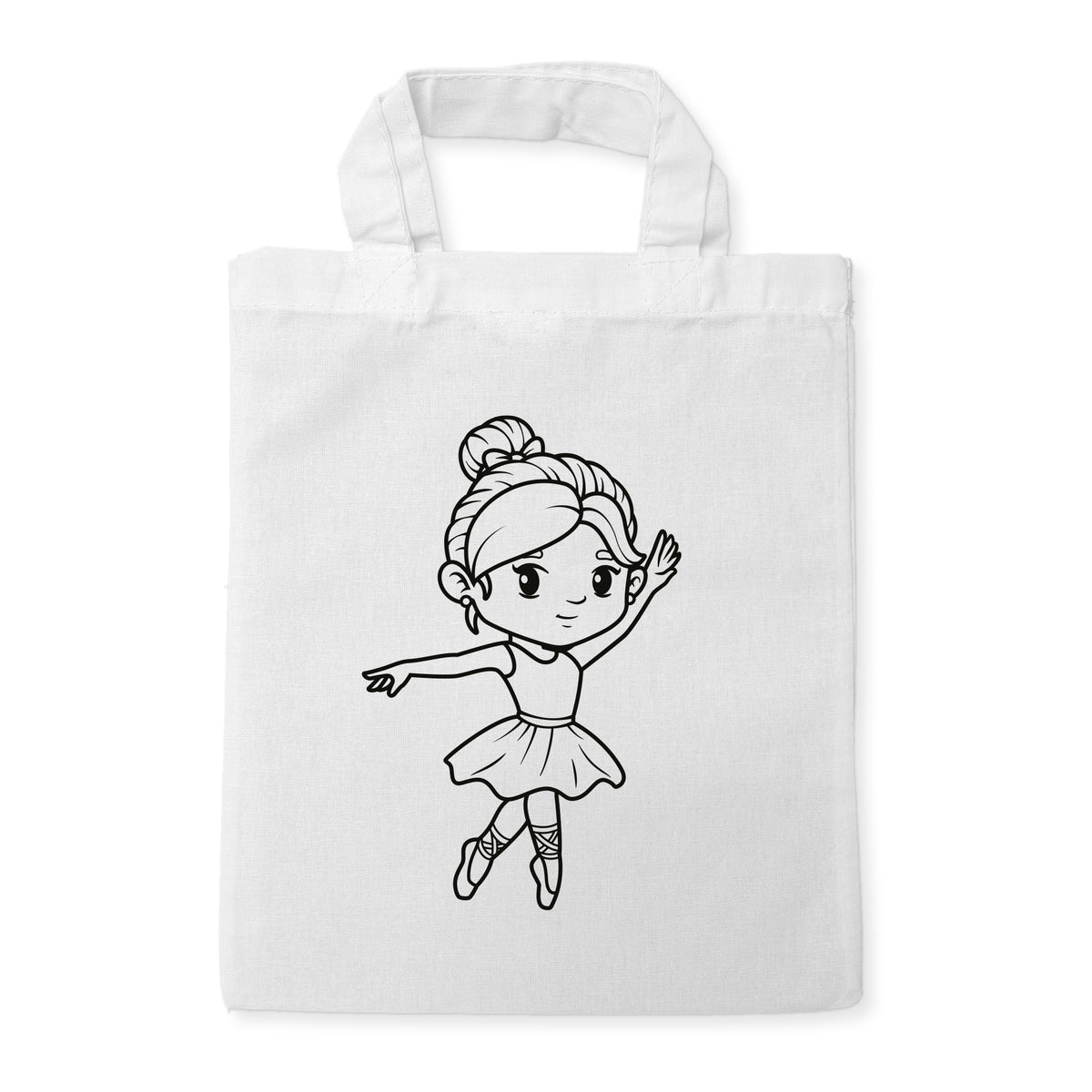 Ballerina Ausmaltasche für Kinder, unbemaltes Motiv
