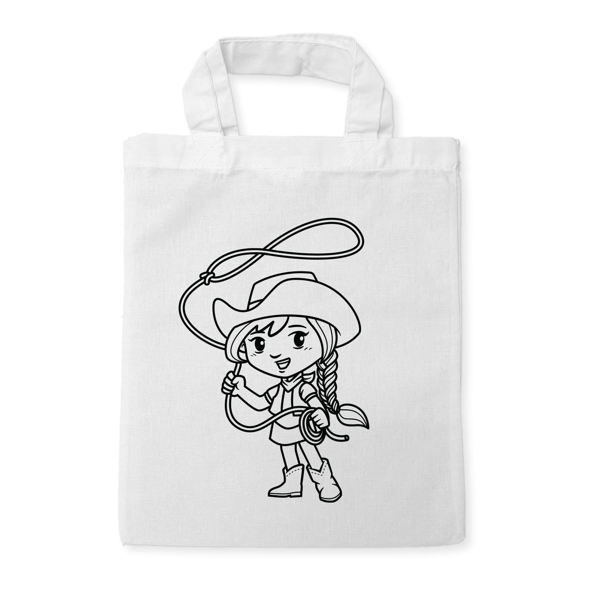 Cowgirl Ausmaltasche für Kinder, unbemaltes Motiv