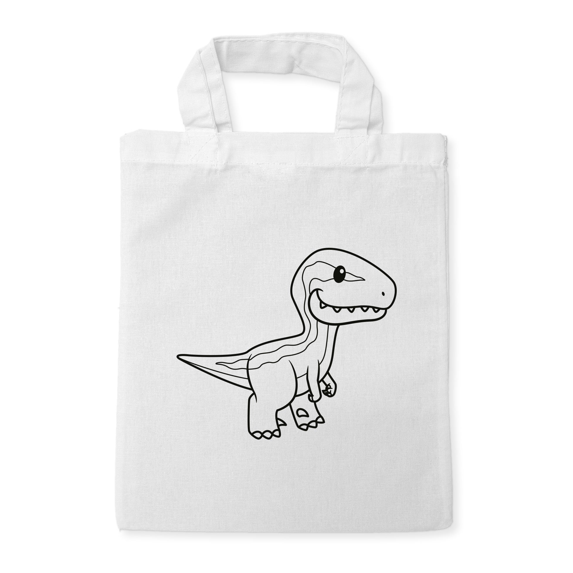 Velociraptor Dinosaurier Kindertaschen zum Ausmalen, 22 x 26 cm, 100% Baumwolle