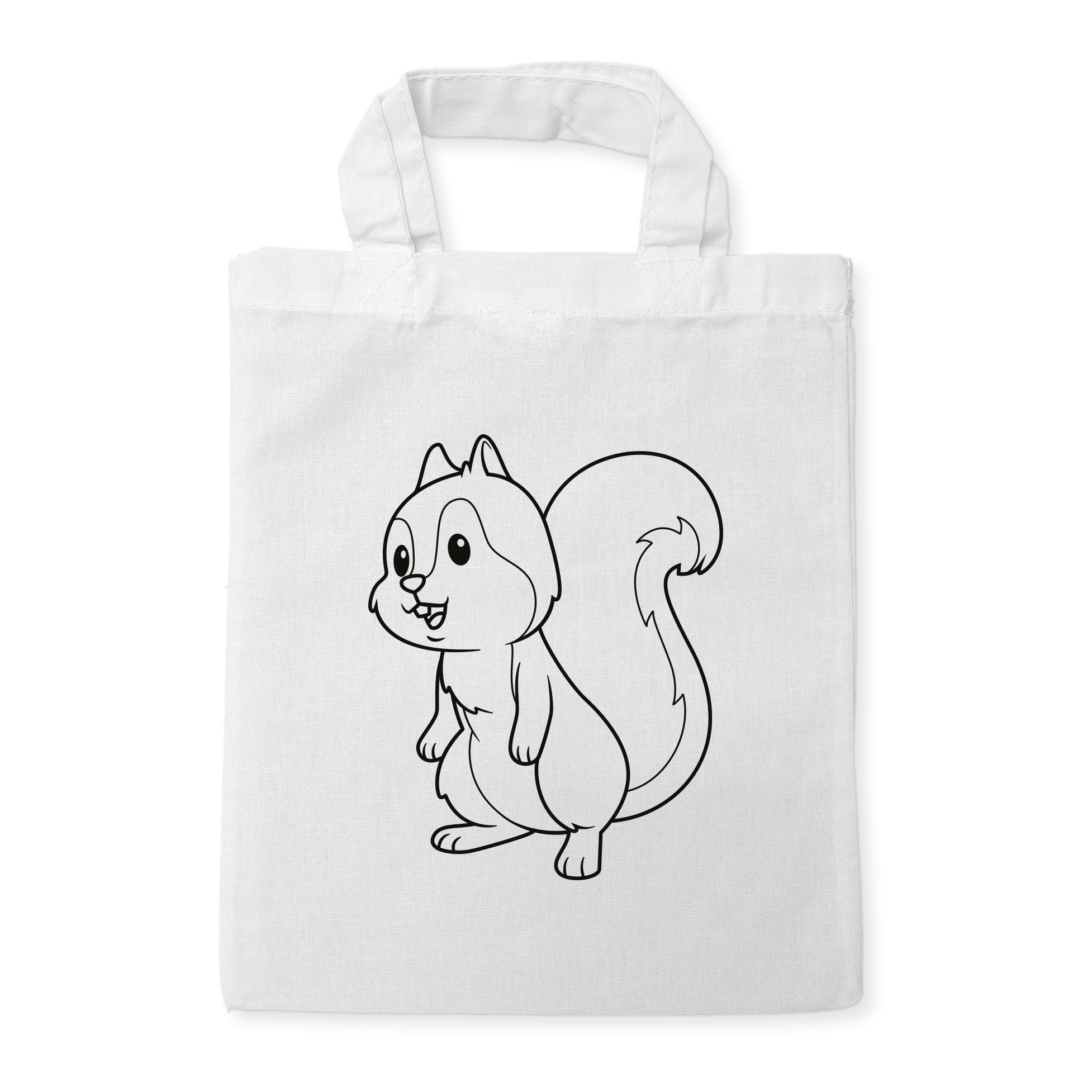 Eichhörnchen Kindertaschen zum Ausmalen, 22 x 26 cm, 100% Baumwolle