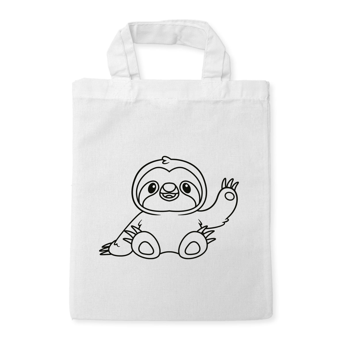 Faultier Ausmaltasche für Kinder, unbemaltes Motiv