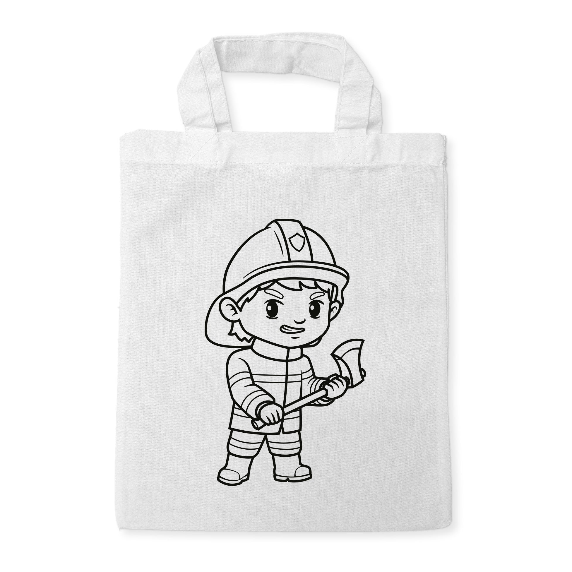 Feuerwehr Junge Kindertaschen zum Ausmalen, 22 x 26 cm, 100% Baumwolle