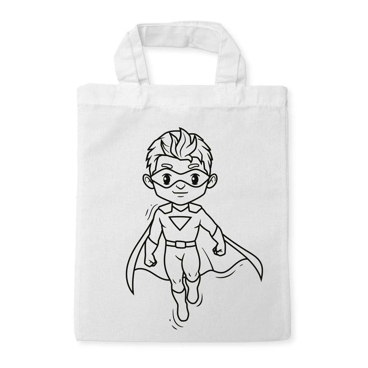 Fliegender Superheld Ausmaltasche für Kinder, unbemaltes Motiv