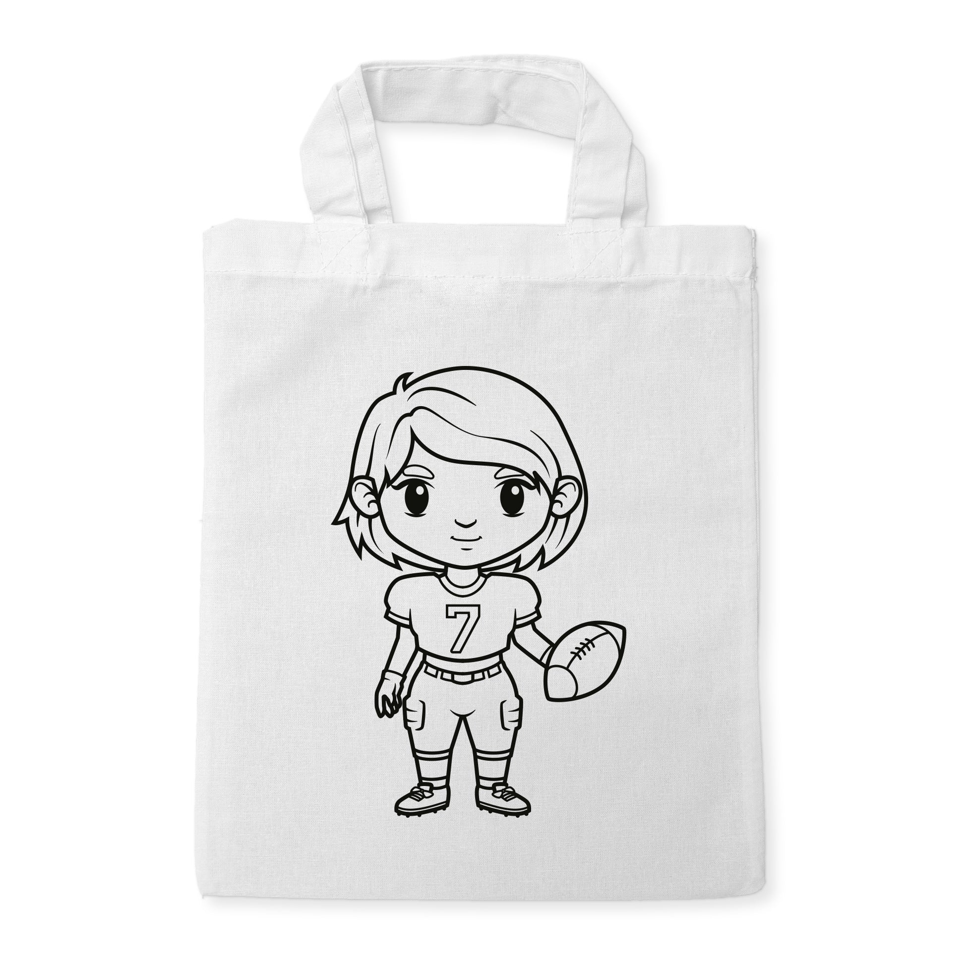 American Football Mädchen Kindertaschen zum Ausmalen, 22 x 26 cm, 100% Baumwolle
