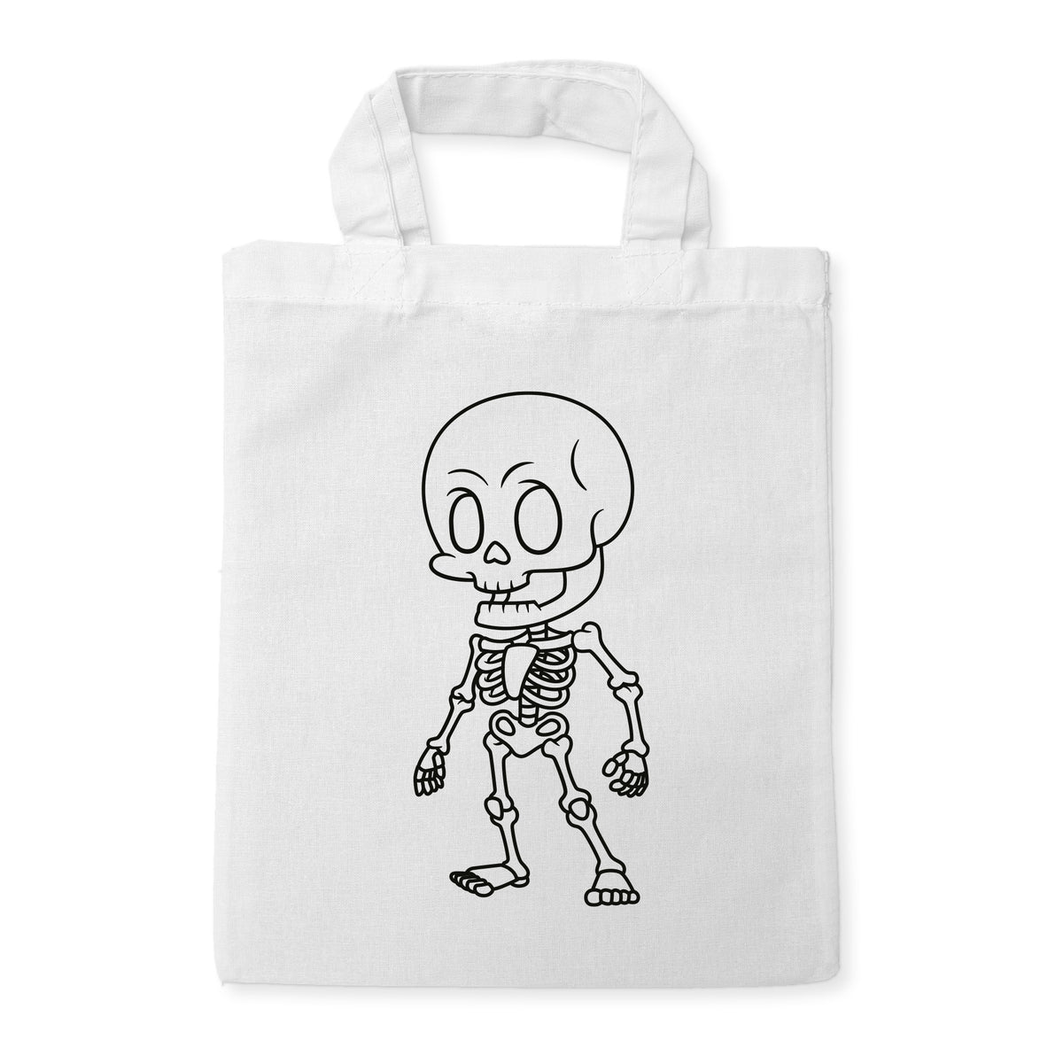 Skelett Ausmaltasche für Kinder, unbemaltes Motiv