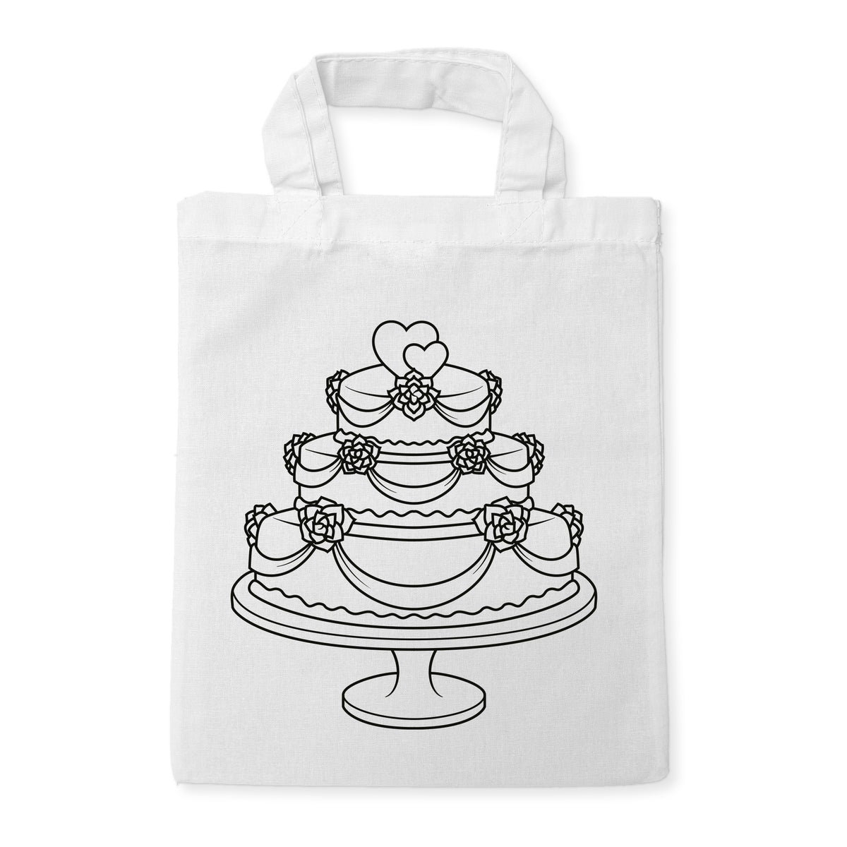 Hochzeitstorte Ausmaltasche für Kinder, unbemaltes Motiv
