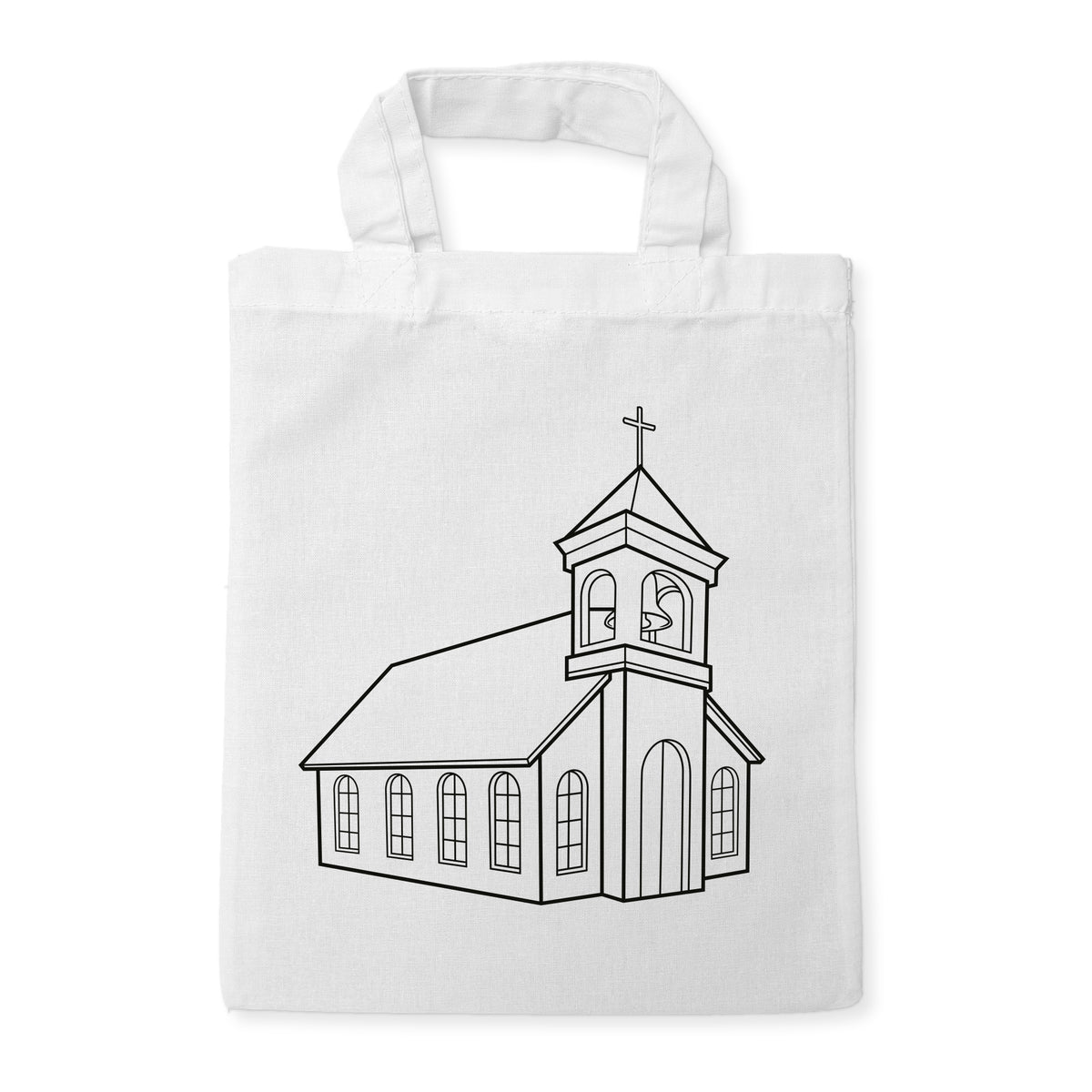 Kirche Ausmaltasche für Kinder, unbemaltes Motiv