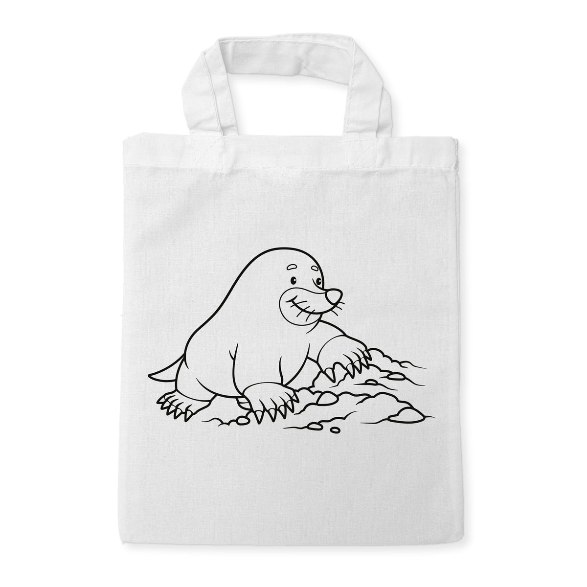 Maulwurf Ausmaltasche für Kinder, unbemaltes Motiv