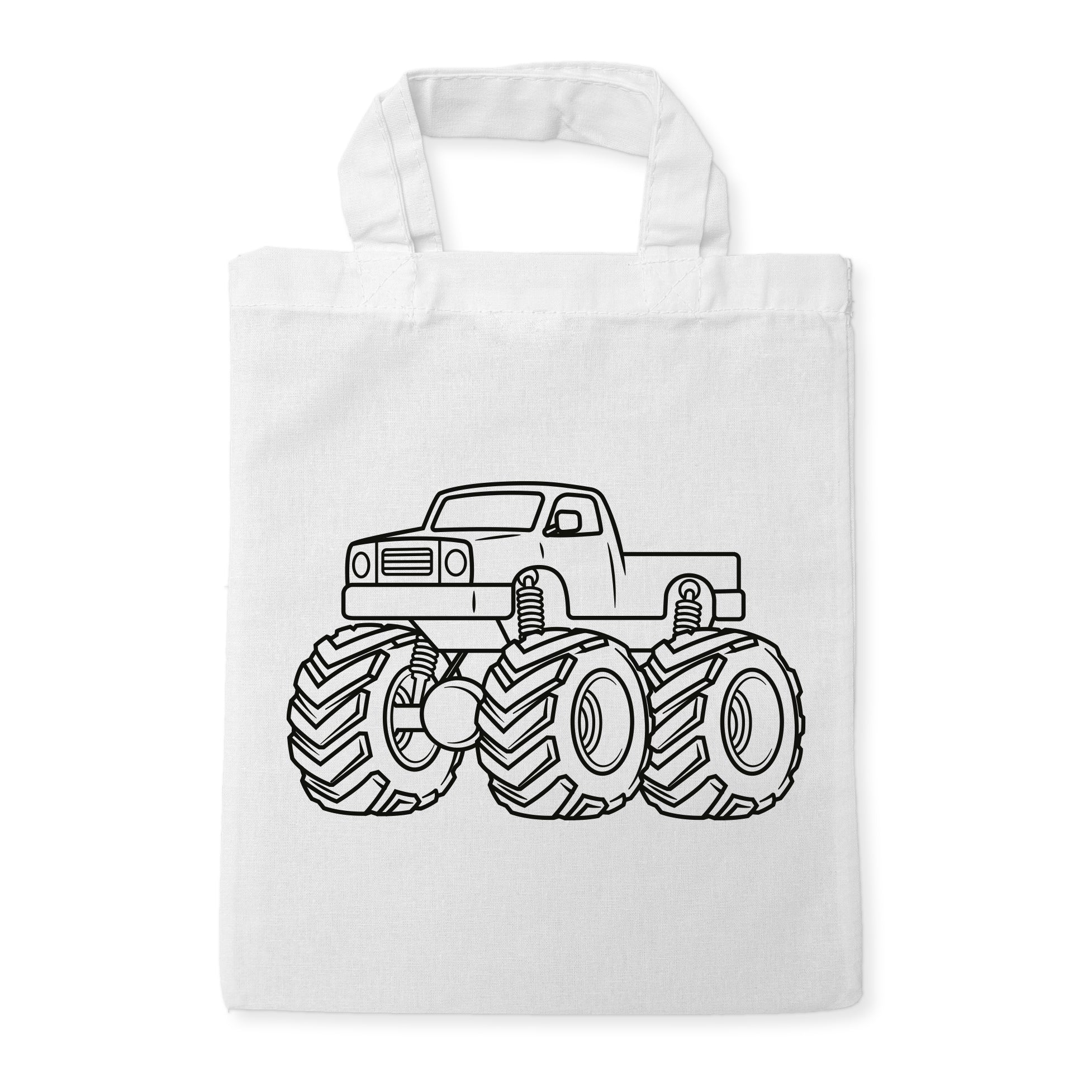 Monstertruck Kindertaschen zum Ausmalen, 22 x 26 cm, 100% Baumwolle