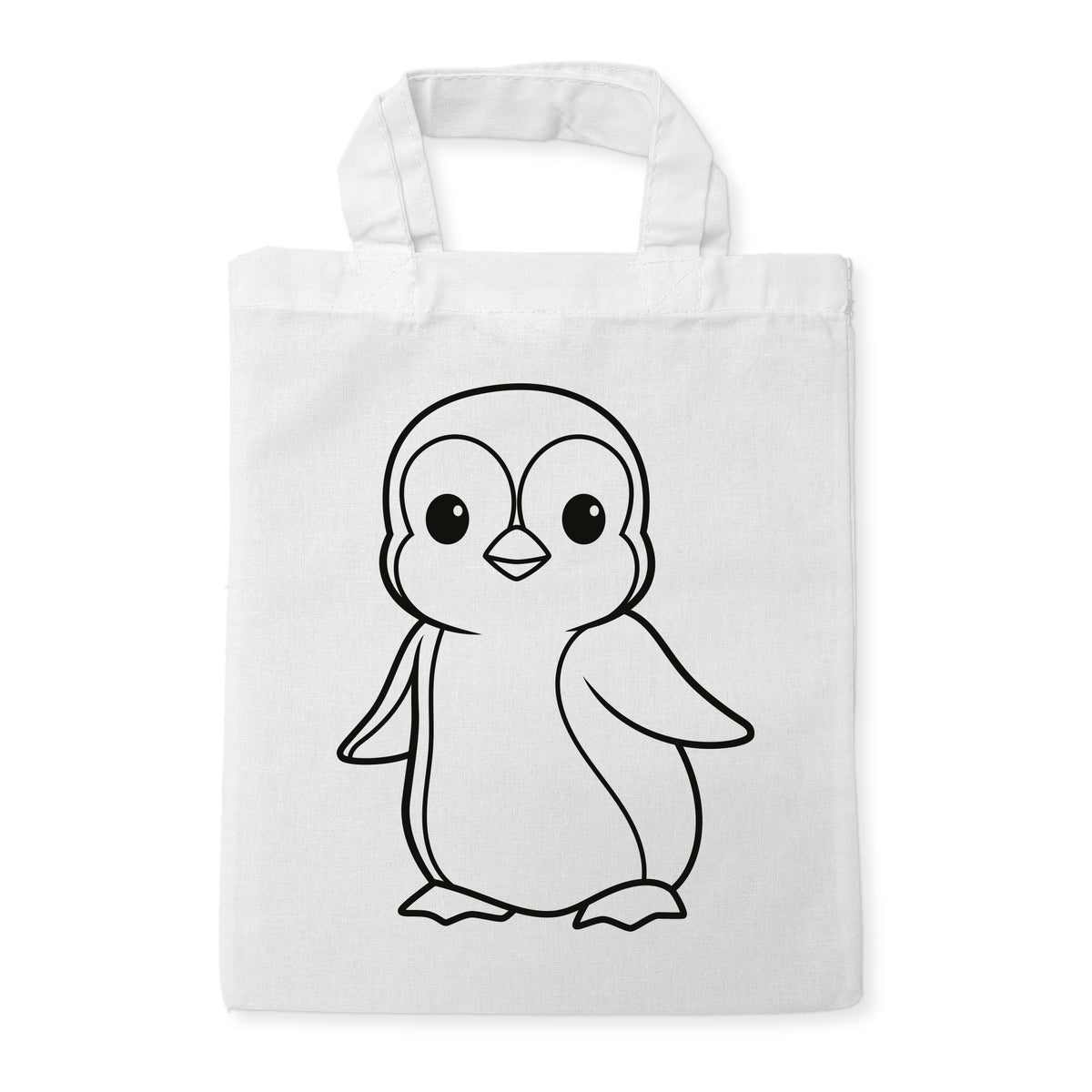 Pinguin Ausmaltasche für Kinder, unbemaltes Motiv