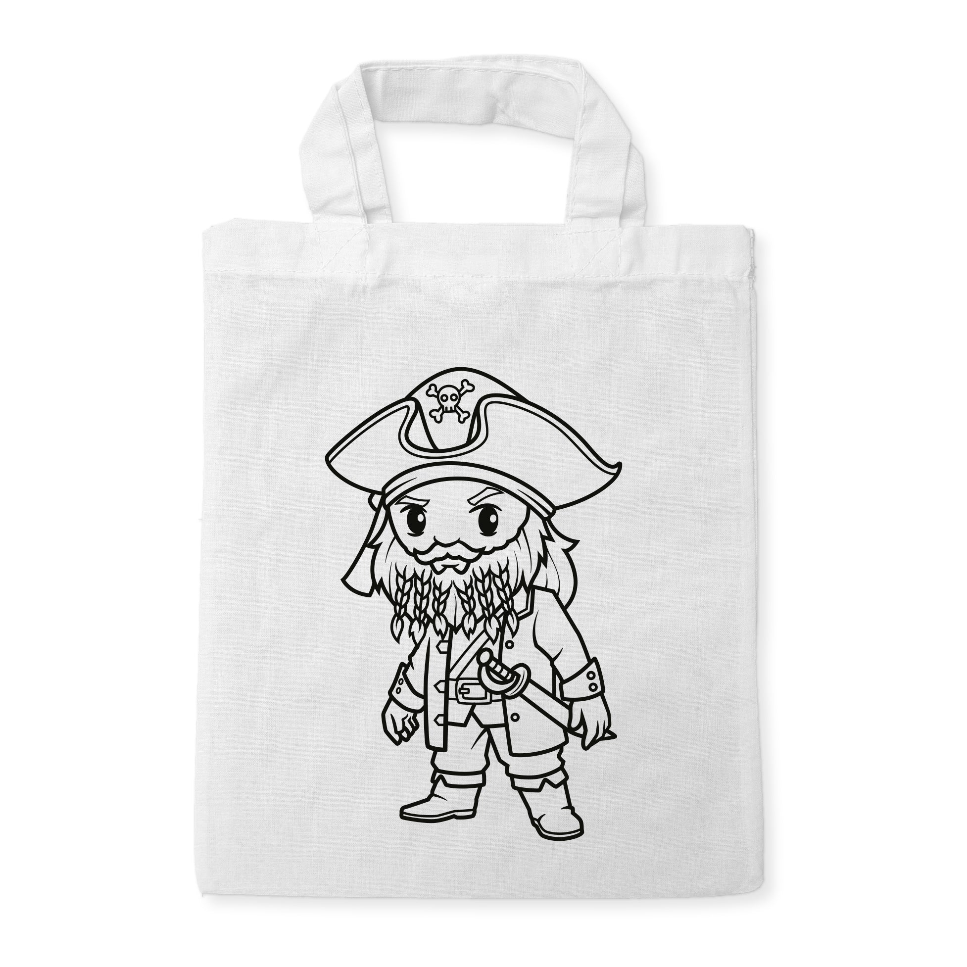 Piratenkapitän Kindertaschen (5 Stück) zum Ausmalen, 22 x 26 cm, 100% Baumwolle