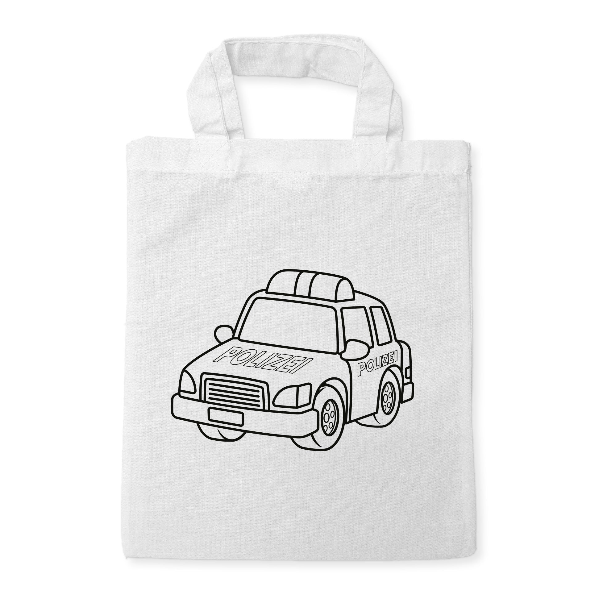 Polizeiauto Kindertaschen (5 Stück) zum Ausmalen, 22 x 26 cm, 100% Baumwolle