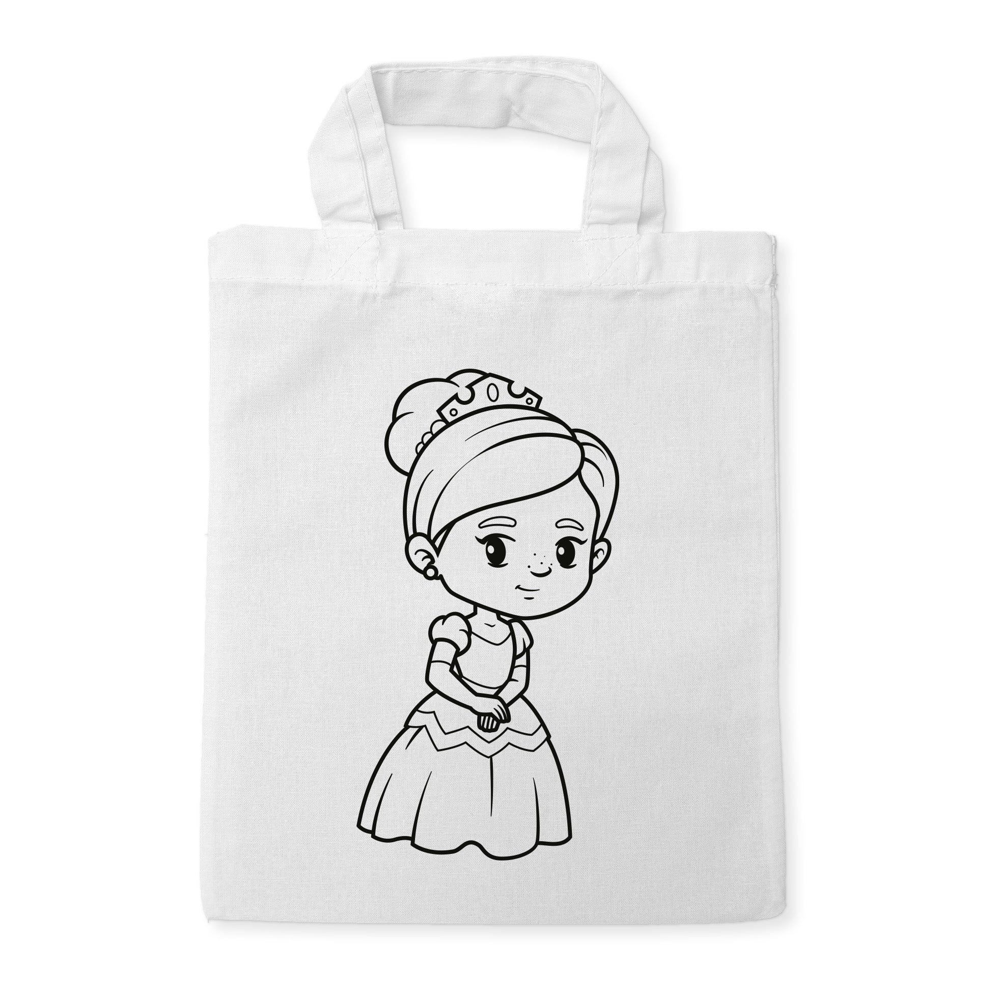 Prinzessin Kindertaschen (5 Stück) zum Ausmalen, 22 x 26 cm, 100% Baumwolle