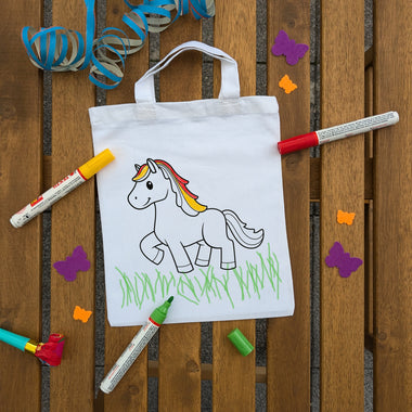 Pferd Kindertaschen zum Ausmalen, 22 x 26 cm, 100% Baumwolle