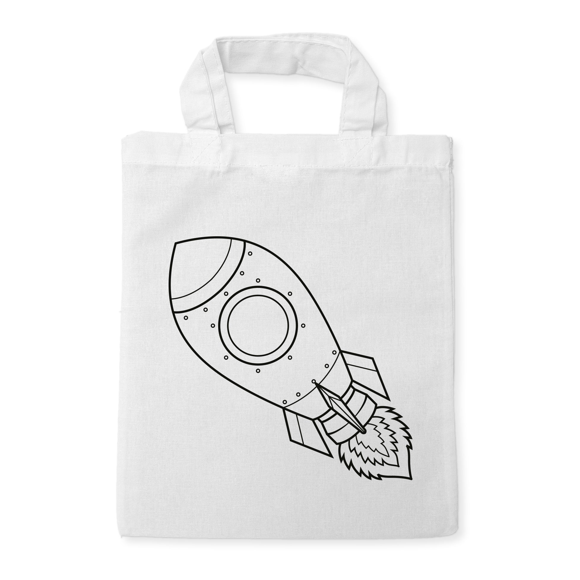 Rakete Kindertaschen zum Ausmalen, 22 x 26 cm, 100% Baumwolle