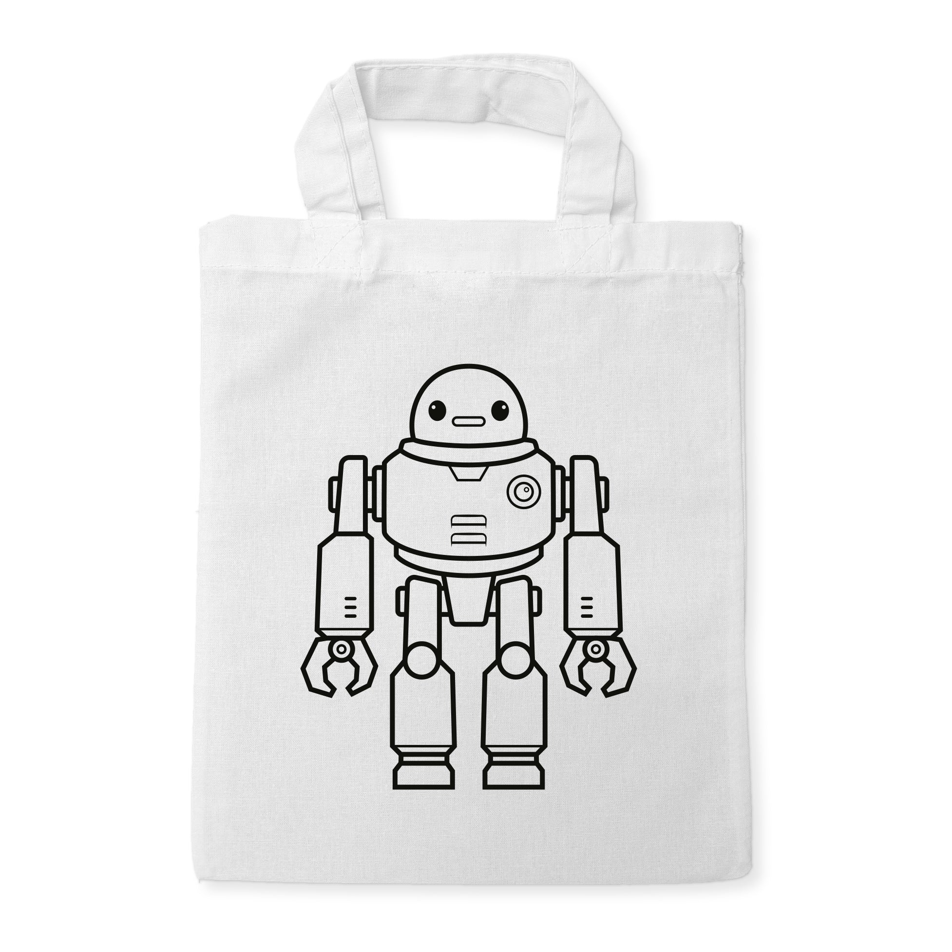 Roboter Kindertaschen (5 Stück) zum Ausmalen, 22 x 26 cm, 100% Baumwolle