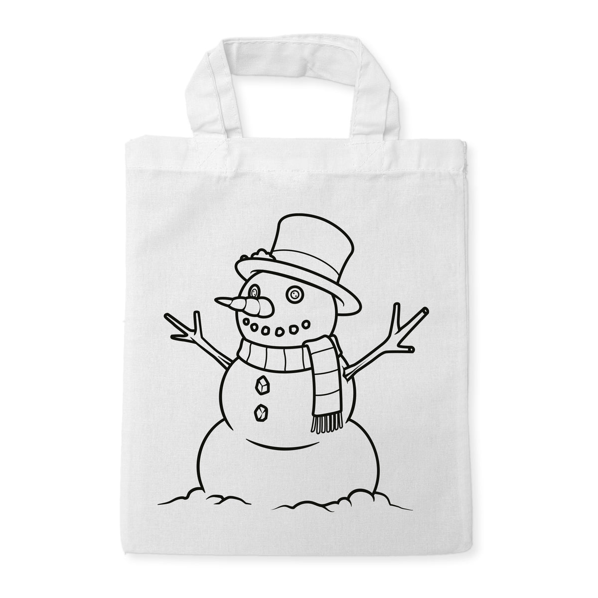 Schneemann Ausmaltasche für Kinder, unbemaltes Motiv