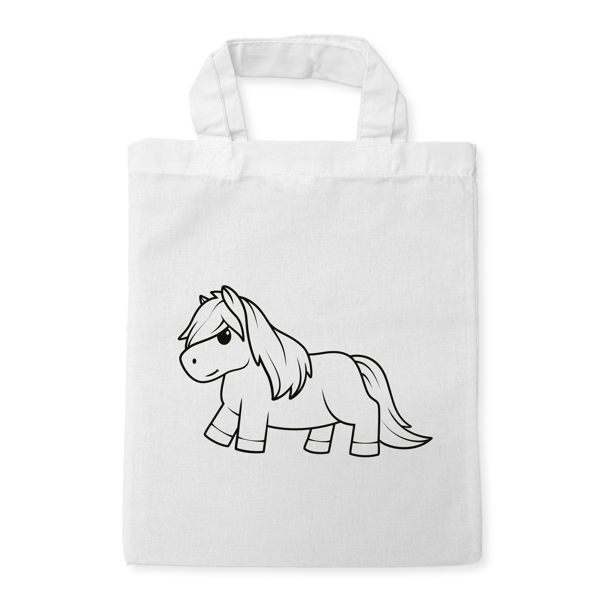 Shetlandpony Kindertaschen (5 Stück) zum Ausmalen, 22 x 26 cm, 100% Baumwolle