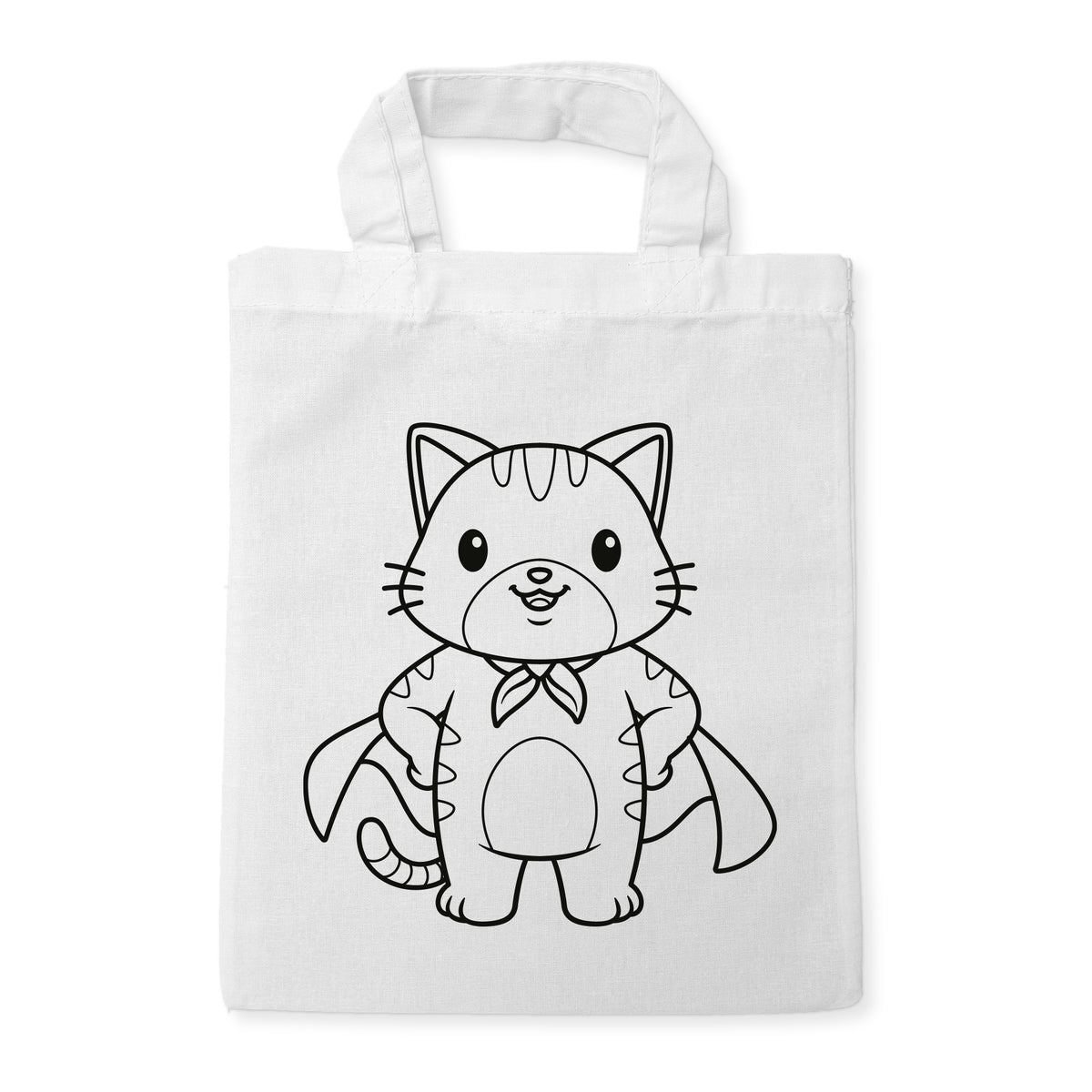 Superheldenkatze Ausmaltasche für Kinder, unbemaltes Motiv