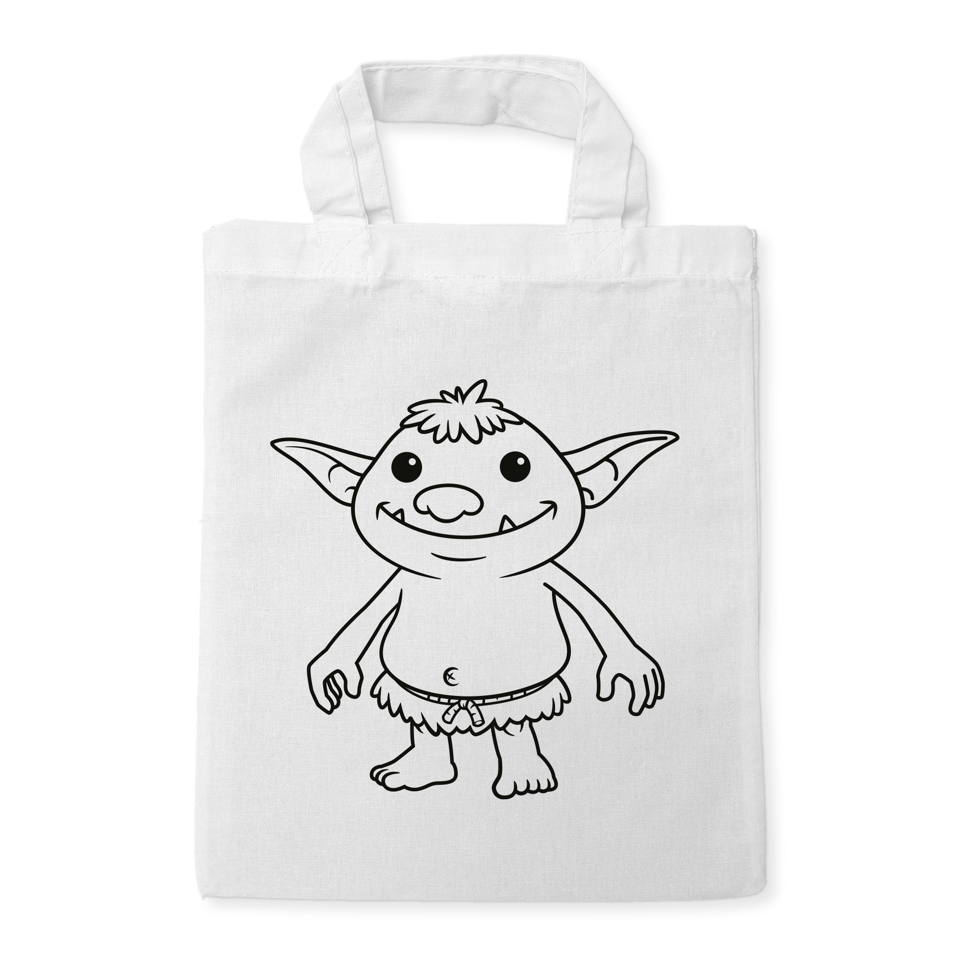 Troll Kindertaschen (5 Stück) zum Ausmalen, 22 x 26 cm, 100% Baumwolle