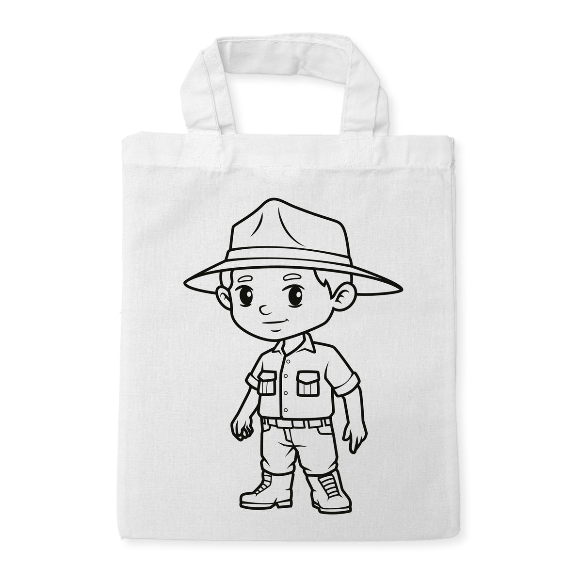 Zoowärter Ausmaltasche für Kinder, unbemaltes Motiv