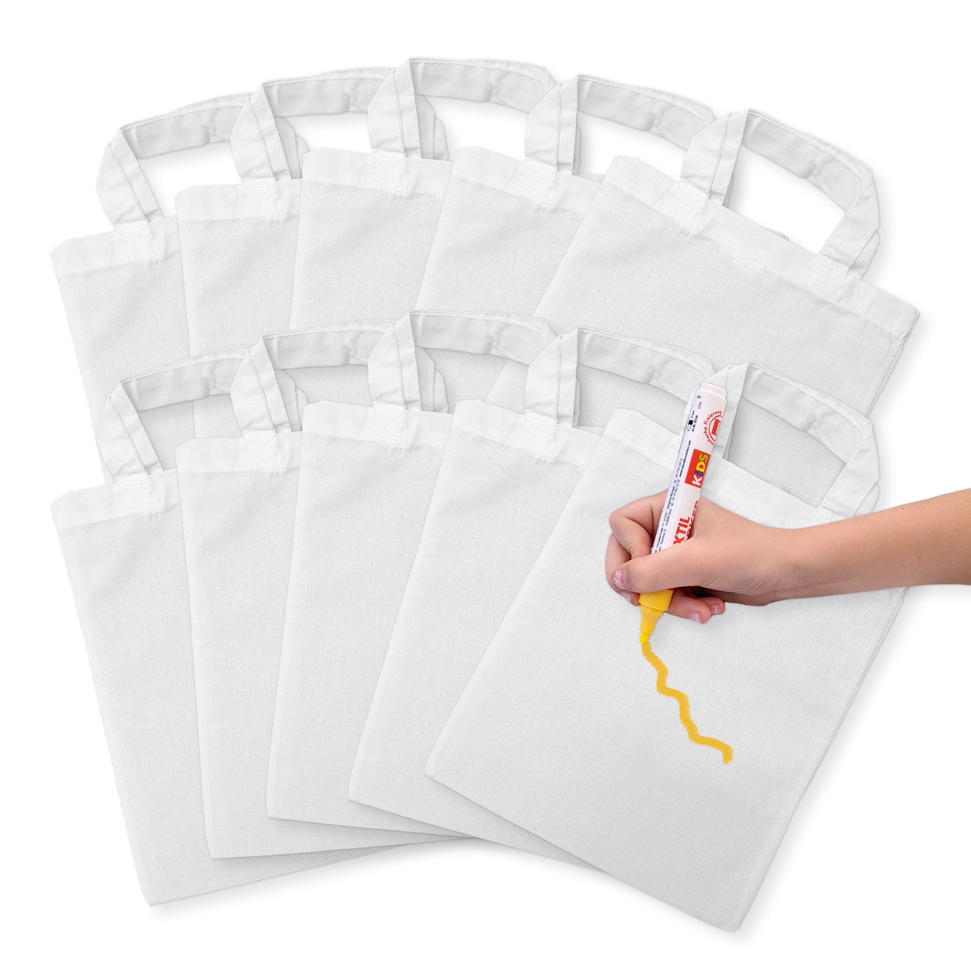 Kindertaschen zum bemalen, 22 x 26 cm, 100% Baumwolle (unbedruckt)